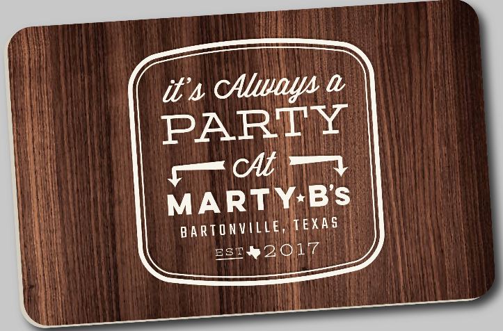 Marty B $25 Physical Gift Card - Give the gift of AMAZING with a Marty B's gift card! Gift cards can be used at Marty B's, Marty B's Coffee, and Marty B's Ice Cream